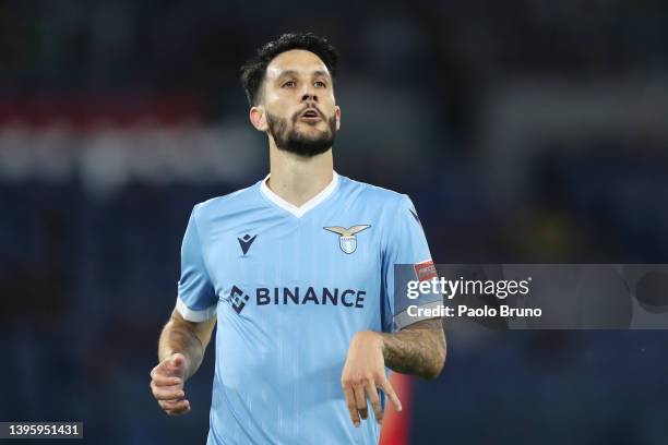 Luis Alberto of SS Lazio reacts during the Serie A match between SS Lazio and UC Sampdoria at Stadio Olimpico on May 07, 2022 in Rome, Italy.