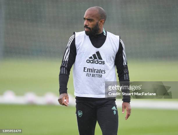 Alex Lacazette of Arsenal during a training session at London Colney on May 07, 2022 in London, England.