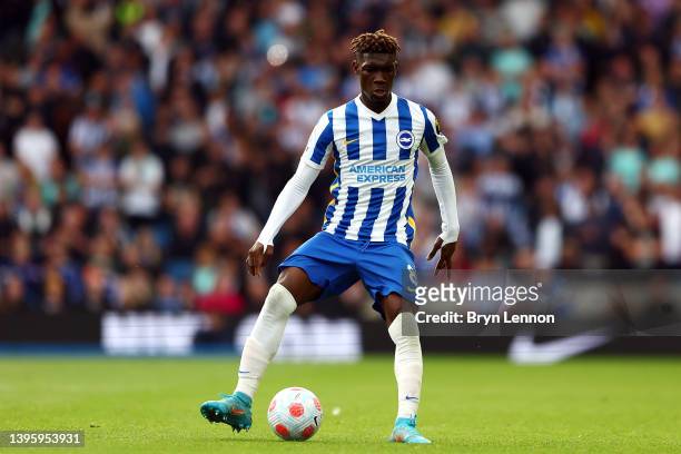 Yves Bissouma of Brighton & Hove Albion in action during the Premier League match between Brighton & Hove Albion and Manchester United at American...