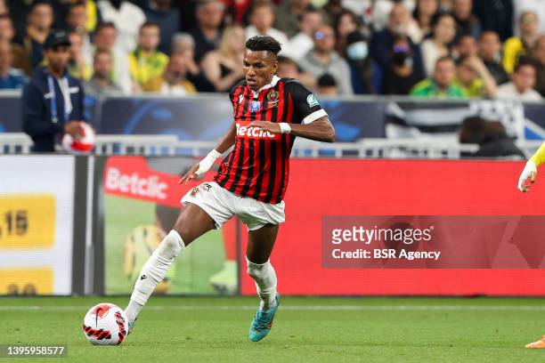Hicham Boudaoui of OGC Nice during the Coupe de France match between OGC Nice and FC Nantes at Stade de France on May 7, 2022 in Saint-Denis, France