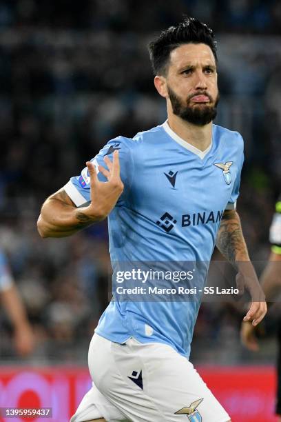 Luis Alberto of SS Lazio celebrates a second goal with his team mates during the Serie A match between SS Lazio and UC Sampdoria at Stadio Olimpico...