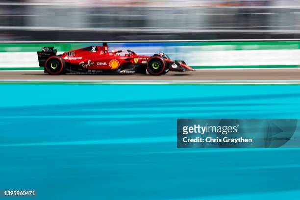 Charles Leclerc of Monaco driving the Ferrari F1-75 on track during qualifying ahead of the F1 Grand Prix of Miami at the Miami International...