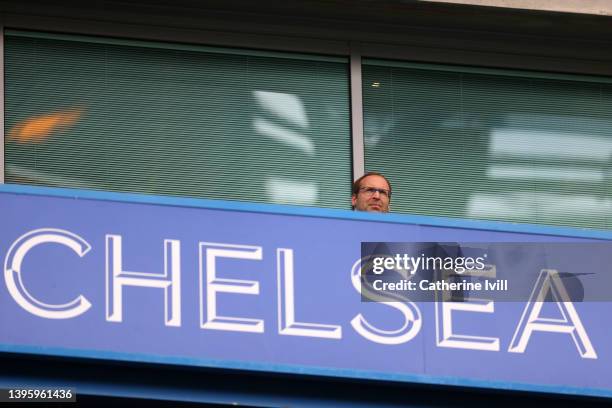 Petr Cech technical and performance advisor for Chelsea sits in the stands during the Premier League match between Chelsea and Wolverhampton...