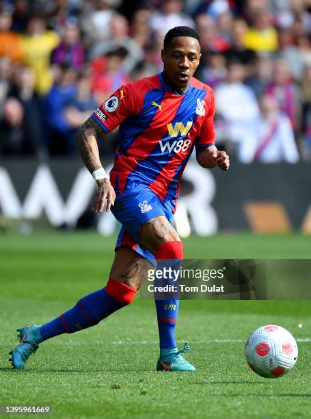 Nathaniel Clyne of Crystal Palace in action during the Premier League match between Crystal Palace and Watford at Selhurst Park on May 07, 2022 in...