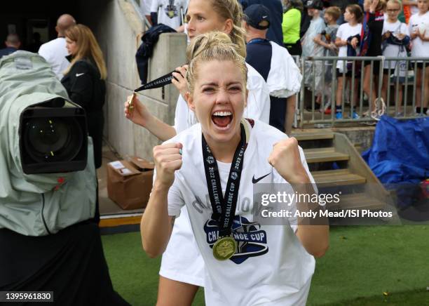 Denise O'Sullivan of the North Carolina Courage celebrates after a game between Washington Spirit and North Carolina Courage at Sahlen's Stadium at...