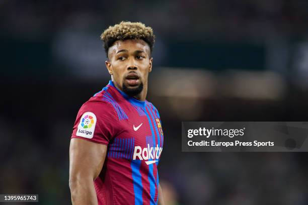 Adama Traore of FC Barcelona looks on during the Spanish League, La Liga Santander, football match played between Real Betis and FC Barcelona at...