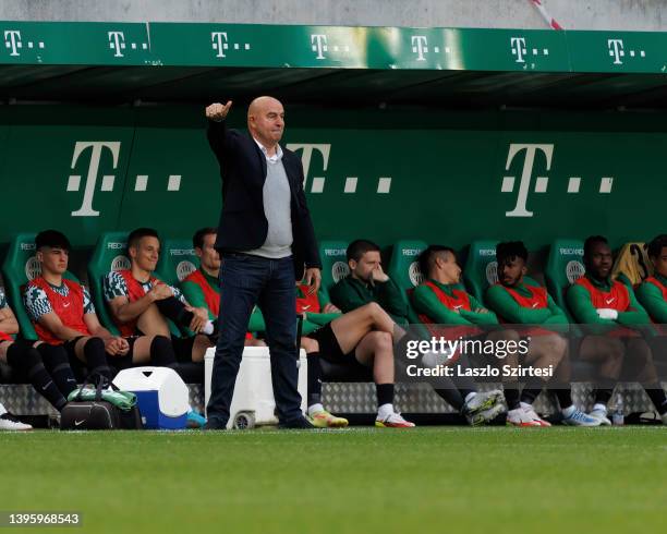 Stanislav Cherchesov, Manager of Ferencvarosi TC reacts during the Hungarian OTP Bank Liga match between Ferencvarosi TC and MTK Budapest at Groupama...