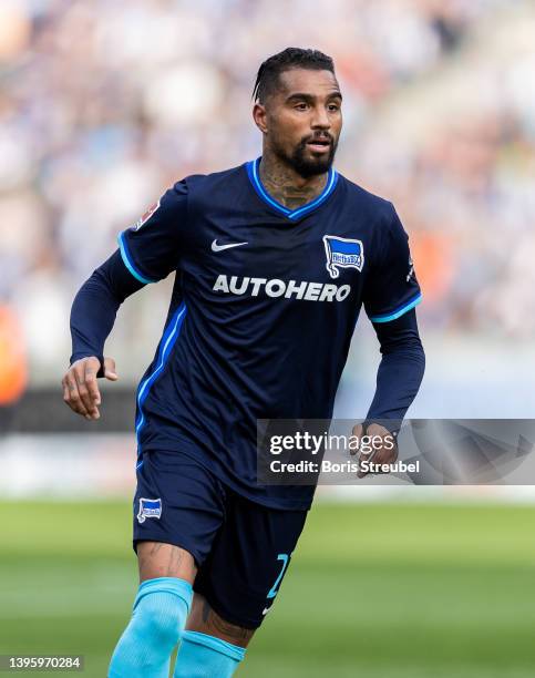 Kevin-Prince Boateng of Hertha BSC in action during the Bundesliga match between Hertha BSC and 1. FSV Mainz 05 at Olympiastadion on May 07, 2022 in...