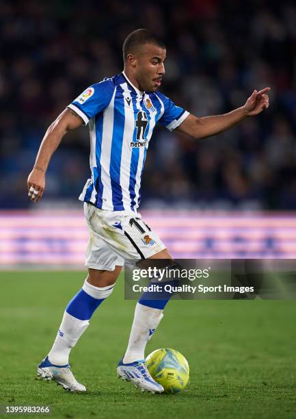 Rafinha Alcantara of Real Sociedad runs with the ball during the La Liga Santander match between Levante UD and Real Sociedad at Ciutat de Valencia...