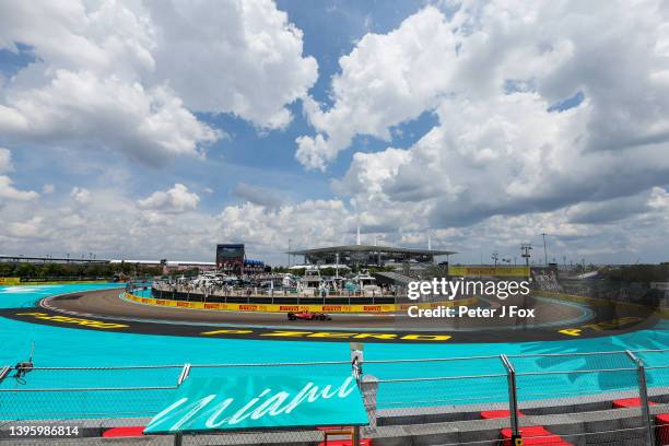 Charles Leclerc of Ferrari and Monaco during qualifying ahead of the F1 Grand Prix of Miami at the Miami International Autodrome on May 07, 2022 in...
