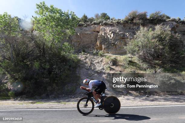 Braden Currie of Australia competes on the bike during the 2021 IRONMAN World Championships on May 07, 2022 in St George, Utah.