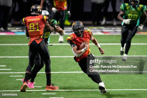 Kelly Bryant of the Zappers carries the ball against the Beasts during the first half during Fan Controlled Football Season v2.0 - Week Four on May...