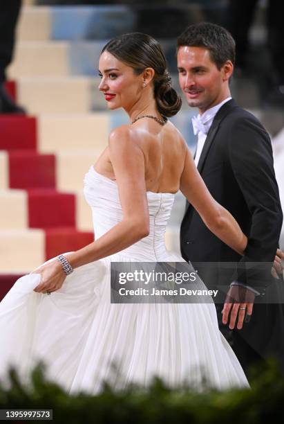 Miranda Kerr and Evan Spiegel arrive to the 2022 Met Gala Celebrating "In America: An Anthology of Fashion" at Metropolitan Museum of Art on May 02,...