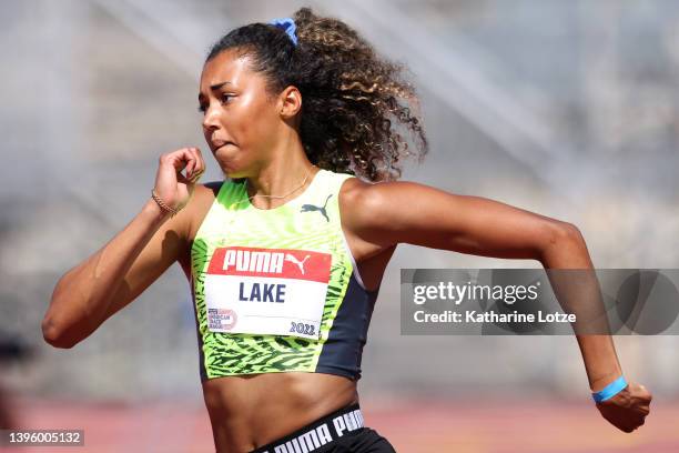 Morgan Lake competes in the women's high jump during the OC Classic at JSerra Catholic High School on May 07, 2022 in San Juan Capistrano, California.