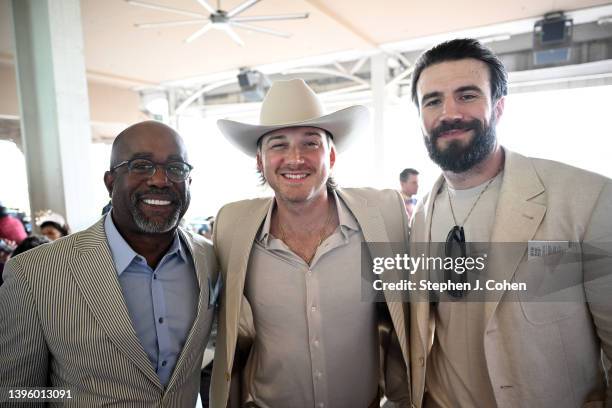 Darius Rucker, Morgan Wallen, and Sam Hunt attend1 the 148th Kentucky Derby at Churchill Downs on May 07, 2022 in Louisville, Kentucky.