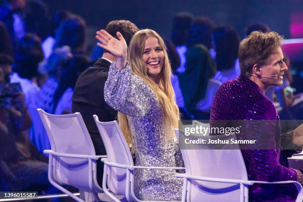 Ilse DeLange is seen on stage during the finals of the TV competition "Deutschland sucht den Superstar" season 19 at MMC Studios on May 07, 2022 in...