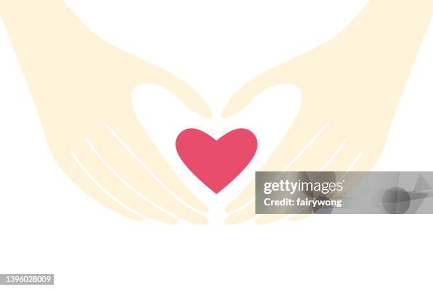 hands making heart shape - making heart shape stock illustrations