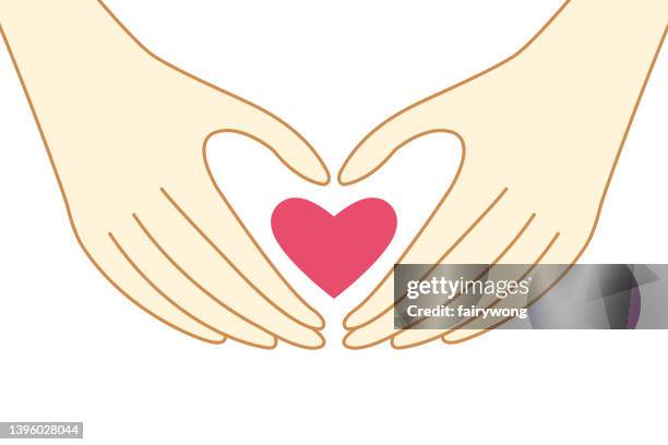 hands making heart shape - making heart shape stock illustrations