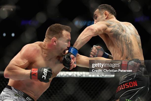 Michael Chandler fights Tony Ferguson in their men’s lightweight bout during UFC 274 at Footprint Center on May 07, 2022 in Phoenix, Arizona.