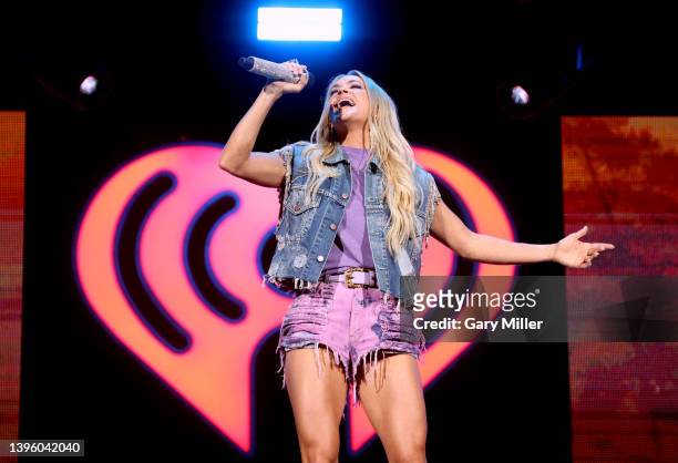 Carrie Underwood performs onstage during the 2022 iHeartCountry Festival presented by Capital One at the new state-of-the-art venue Moody Center on...