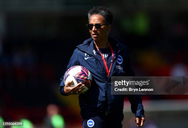 Brighton manager Hope Powell ahead of the Barclays FA Women's Super League match between Brighton & Hove Albion Women and Everton Women at The...