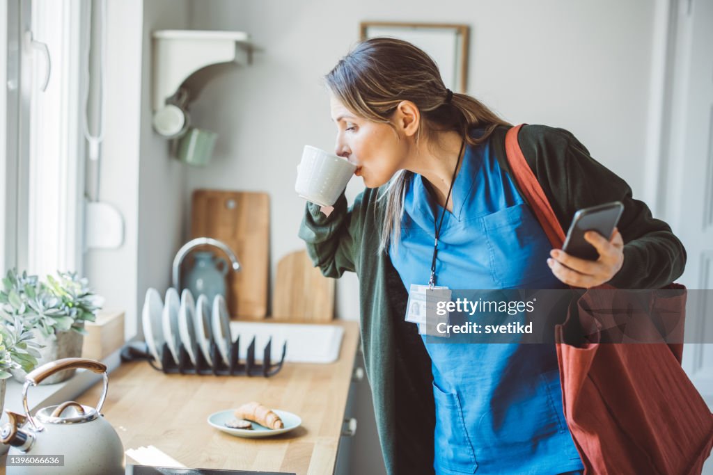 Female doctor at home