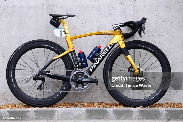 Pinarello golden bike of Richard Carapaz of Ecuador and Team INEOS Grenadiers prior to the 105th Giro d'Italia 2022, Stage 3 a 201km stage from...