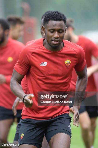 Roma player Amadou Diawara during training session at Centro Sportivo Fulvio Bernardini on May 08, 2022 in Rome, Italy.