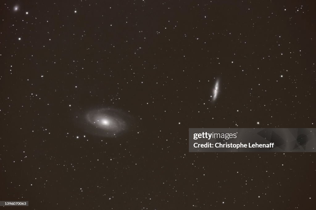 The Messier 81 and Messier 82 galaxies in Big Dipper constellation, France
