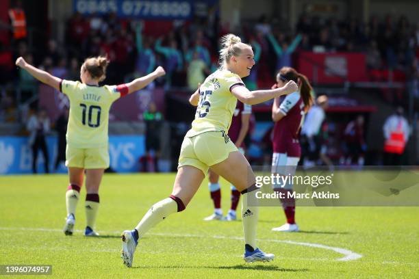 Stina Blackstenius of Arsenal celebrates after scoring their team's first goal during the Barclays FA Women's Super League match between West Ham...