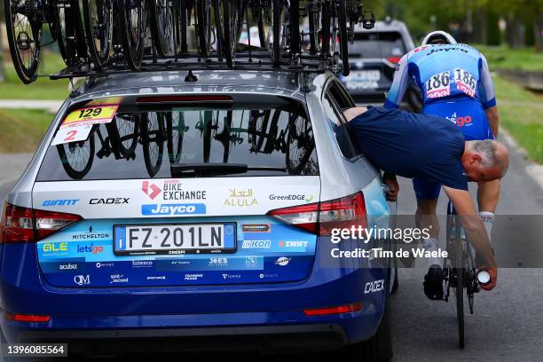 Christopher Juul Jensen of Denmark and Team BikeExchange - Jayco suffers a mechanical problem during the 105th Giro d'Italia 2022, Stage 3 a 201km...