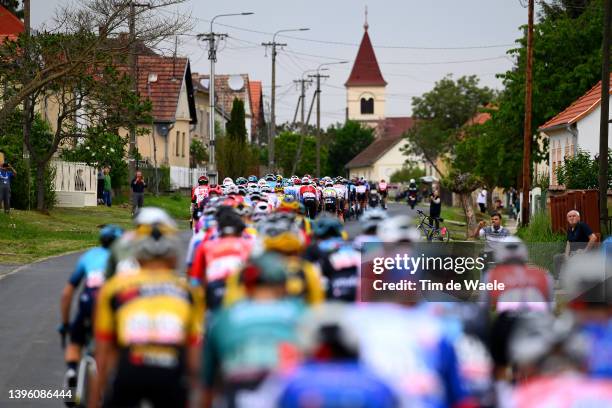 General view of the peloton competing through Nagyrada village during the 105th Giro d'Italia 2022, Stage 3 a 201km stage from Kaposvár to...