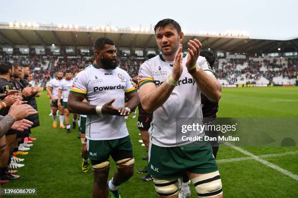 Matt Rogerson of London Irish leads his team off the field following their defeat during the EPCR Challenge Cup Quarter Final match between RC Toulon...