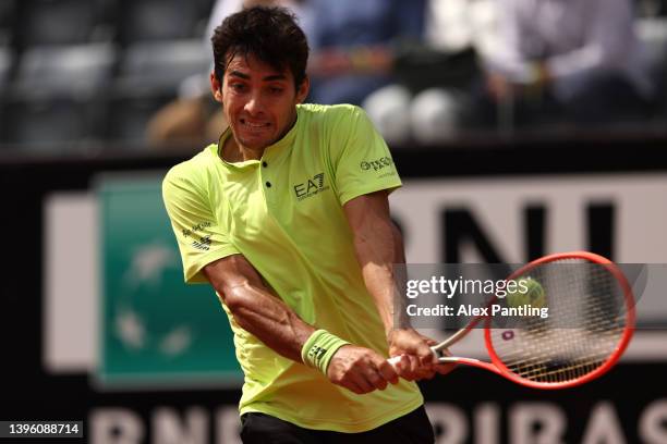 Christian Garin of Chile during their men's singles first round match against Francesco Passaro of Italy on day one of the Internazionali BNL...