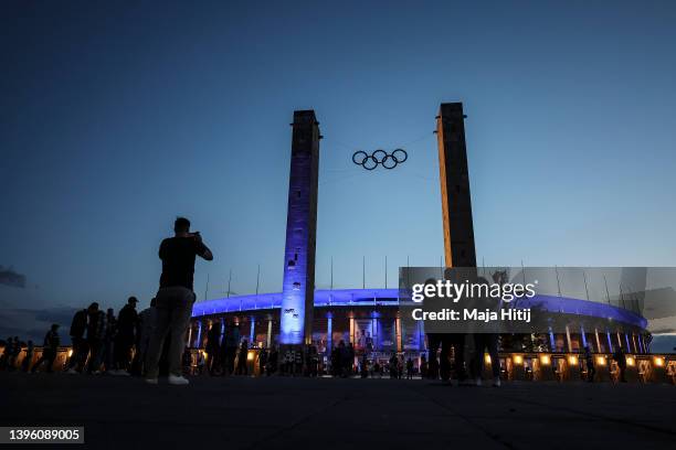 General view of Olympiastadion after the Bundesliga match between Hertha BSC and 1. FSV Mainz 05 at Olympiastadion on May 07, 2022 in Berlin, Germany.