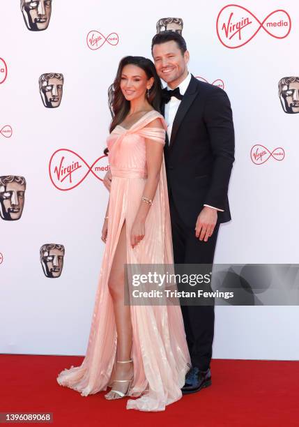 Michelle Keegan and Mark Wright attend the Virgin Media British Academy Television Awards at The Royal Festival Hall on May 08, 2022 in London,...