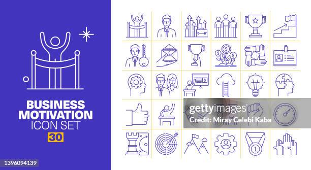 business motivation line icons set - participant icon stock illustrations