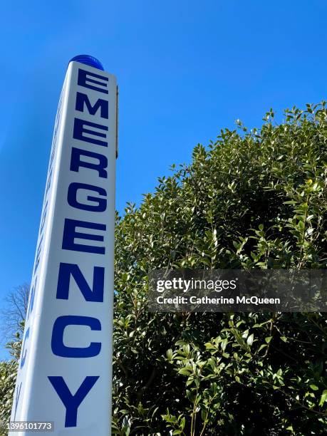 emergency call post & blue light - red guards stockfoto's en -beelden