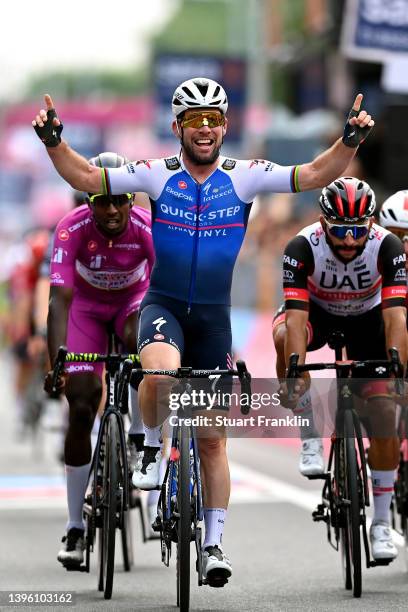 Mark Cavendish of United Kingdom and Team Quick-Step - Alpha Vinyl celebrates winning during the 105th Giro d'Italia 2022, Stage 3 a 201km stage from...