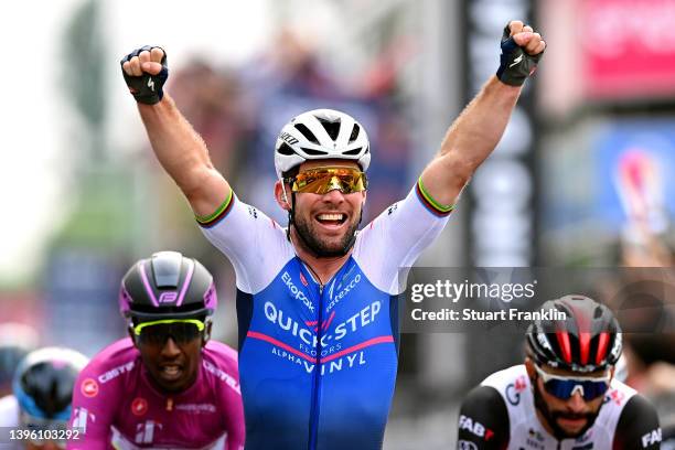 Mark Cavendish of United Kingdom and Team Quick-Step - Alpha Vinyl celebrates winning during the 105th Giro d'Italia 2022, Stage 3 a 201km stage from...