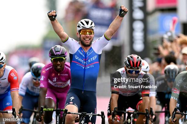 Mark Cavendish of United Kingdom and Team Quick-Step - Alpha Vinyl celebrates winning during the 105th Giro d'Italia 2022, Stage 3 a 201km stage from...