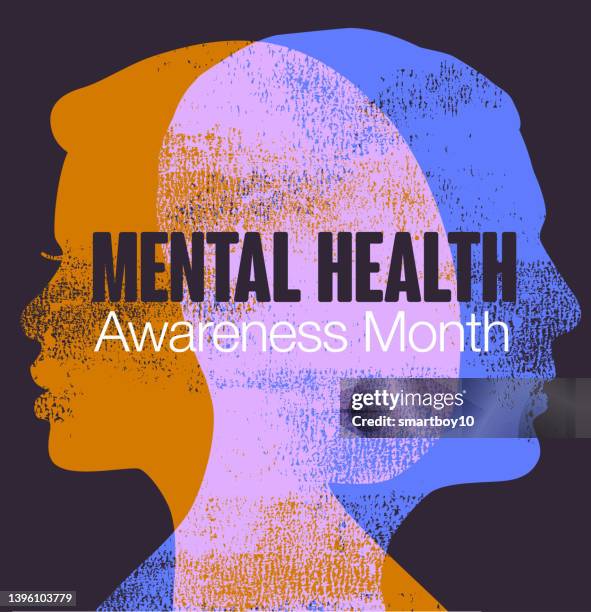 stockillustraties, clipart, cartoons en iconen met mental health awareness month - icon collage