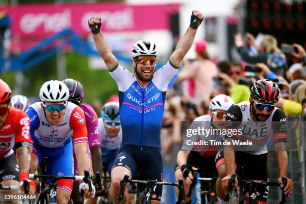 Mark Cavendish of United Kingdom and Team Quick-Step - Alpha Vinyl celebrates winning during the 105th Giro d'Italia 2022, Stage 3 a 201km stage from...