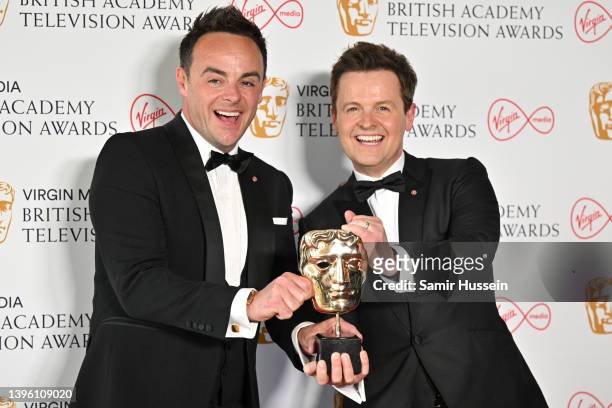 Anthony McPartlin and Declan Donnelly, winners of the Best Entertainment Programme award for "Ant and Dec Saturday Night Takeaway", pose in the...