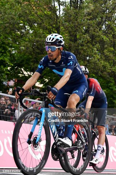 Ivan Ramiro Sosa Cuervo of Colombia and Movistar Team reacts after cross the finishing line during the 105th Giro d'Italia 2022, Stage 3 a 201km...