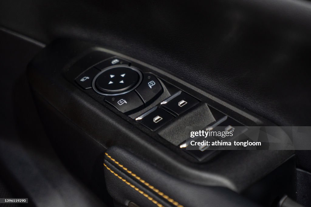 High angle view of push buttons in the car.