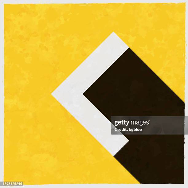 stockillustraties, clipart, cartoons en iconen met chevron left. icon with long shadow on textured yellow background - chevron icon