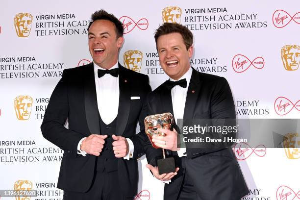 Ant and Dec with the award for Entertainment Programme during the Virgin Media British Academy Television Awards at The Royal Festival Hall on May...