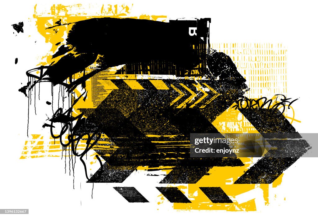 Abstract yellow danger warning grunge vector