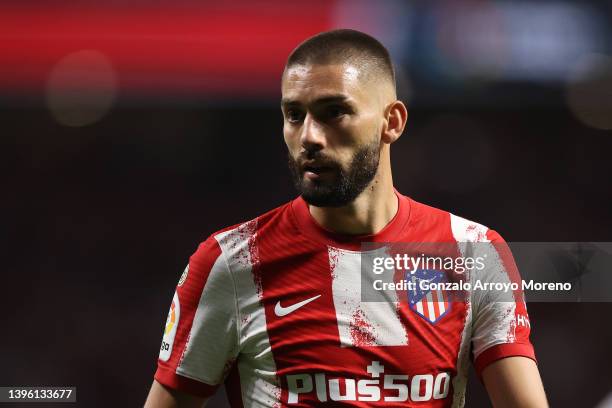 Yannick Carrasco of Atletico de Madrid in action during the La Liga Santander match between Club Atletico de Madrid and Real Madrid CF at Estadio...